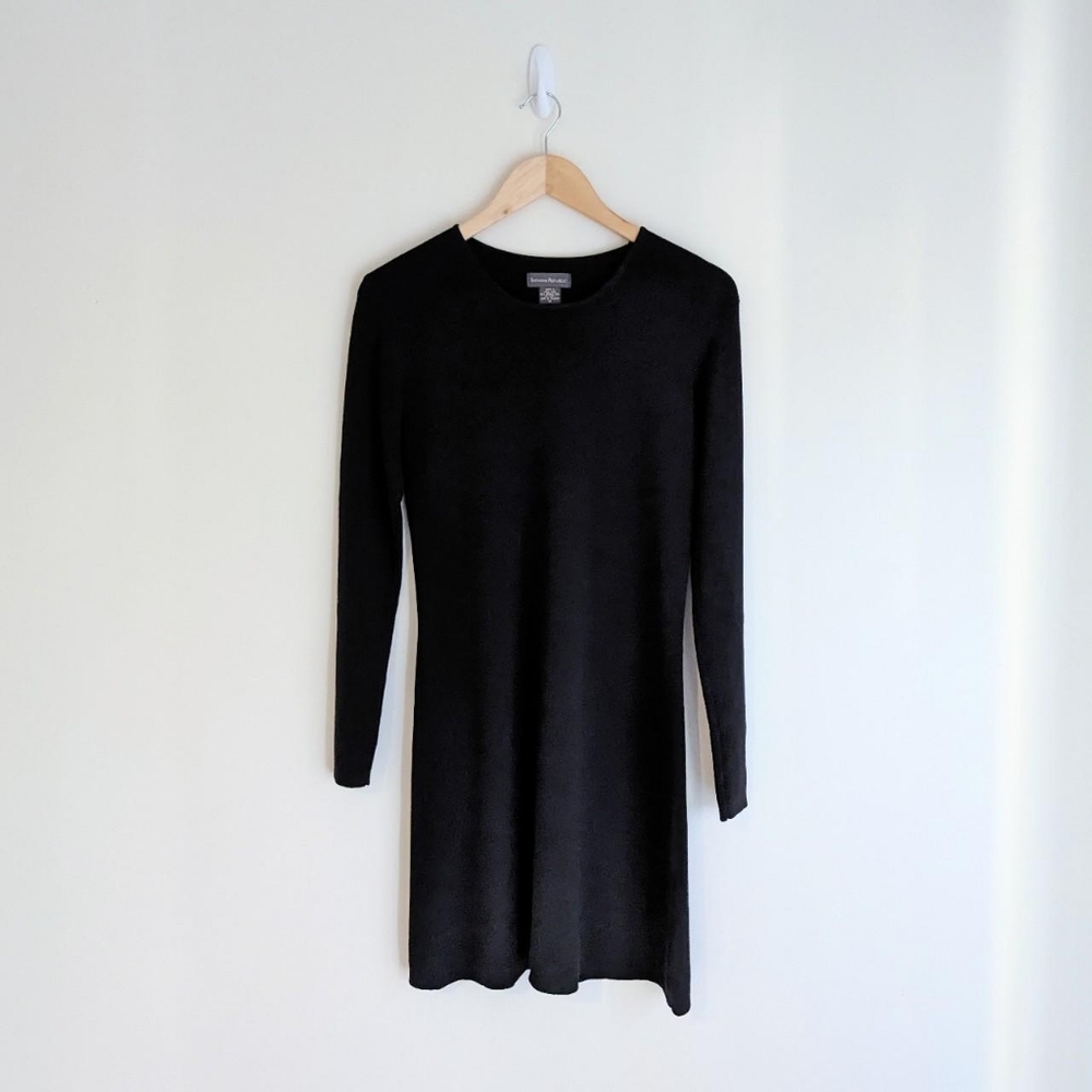 Vintage 90s Minimalist Black Wool Dress